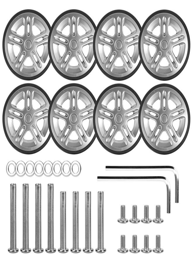 Zoofen 8 Pcs Luggage Replacement Wheels 50 x 12mm Double Luggage Wheels Rubber Suitcase Caster Replacement(Silver) - Image 1